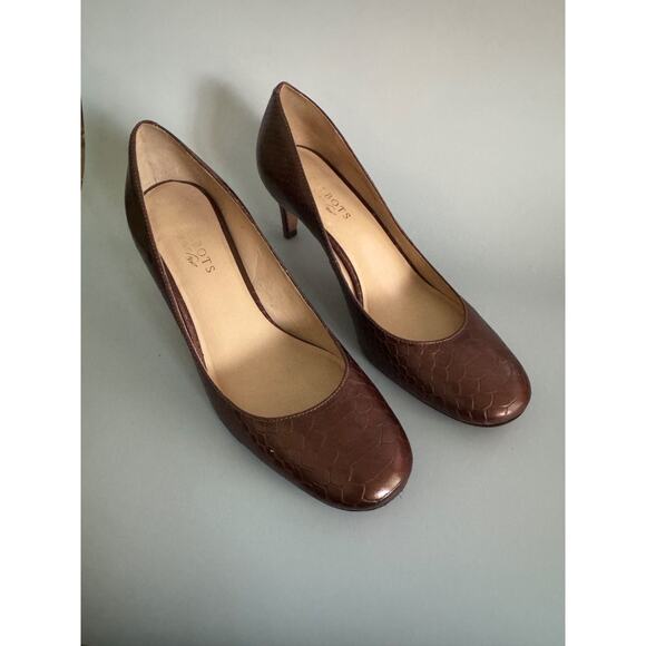 Talbots Womens Brown Round Toe Slip On Stiletto Pump Heels Size 9.5 B Metallic - Picture 6 of 8